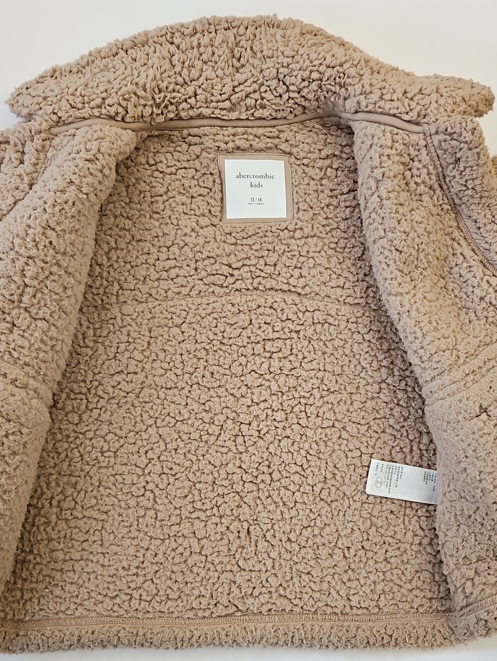 abercrombie kids Tan Sherpa Teddy Jacket - Picture 3 of 3